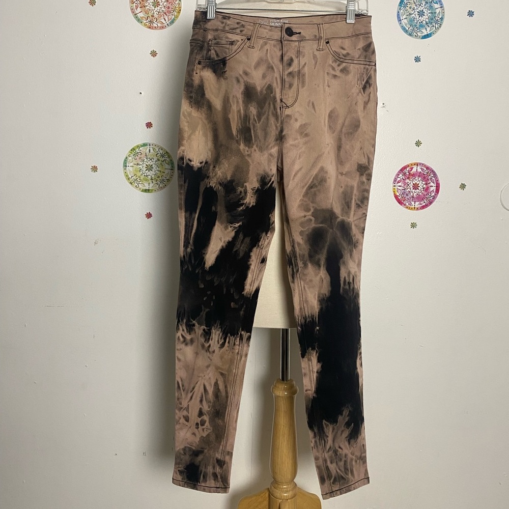 NOBO custom black skinny jeans awesome bleach tie dye alien sunglasses size 13